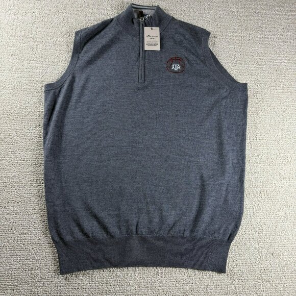 Peter Millar Texas A&M 1/4 Zip Lightweight Sweater Vest Gray Men’s Size M - Picture 1 of 8